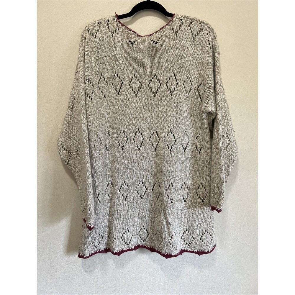 VTG Women’s Sweater Flowers Grannycore Spring Crochet L - Picture 5 of 7